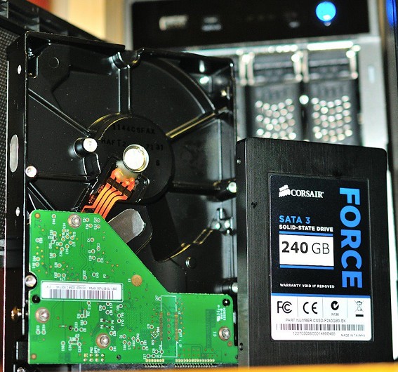 Hard Drive and Solid State Drive side-by-side
